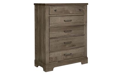 Cool Rustic Five Drawer Chest (22-172) in a Stone Grey finish